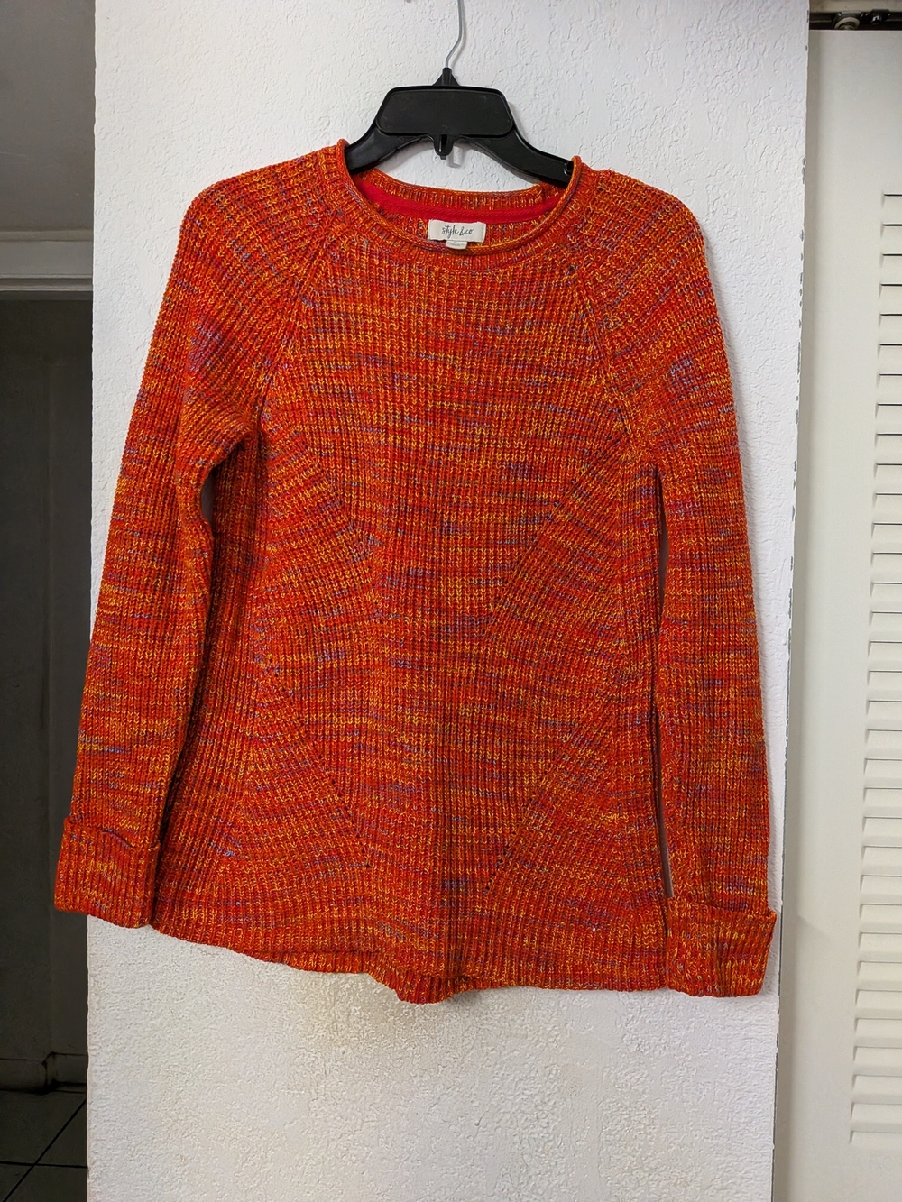 Style & Co. Marled Rust-Orange Crewneck Sweater